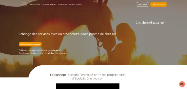 Aperçu de la plateforme Garde ma licorne